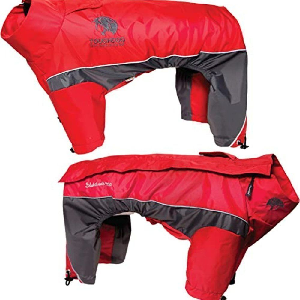 Touchdog  Outdoor Series Blackshark red gray reflective dog coat rain coat Sz L - Picture 12 of 12